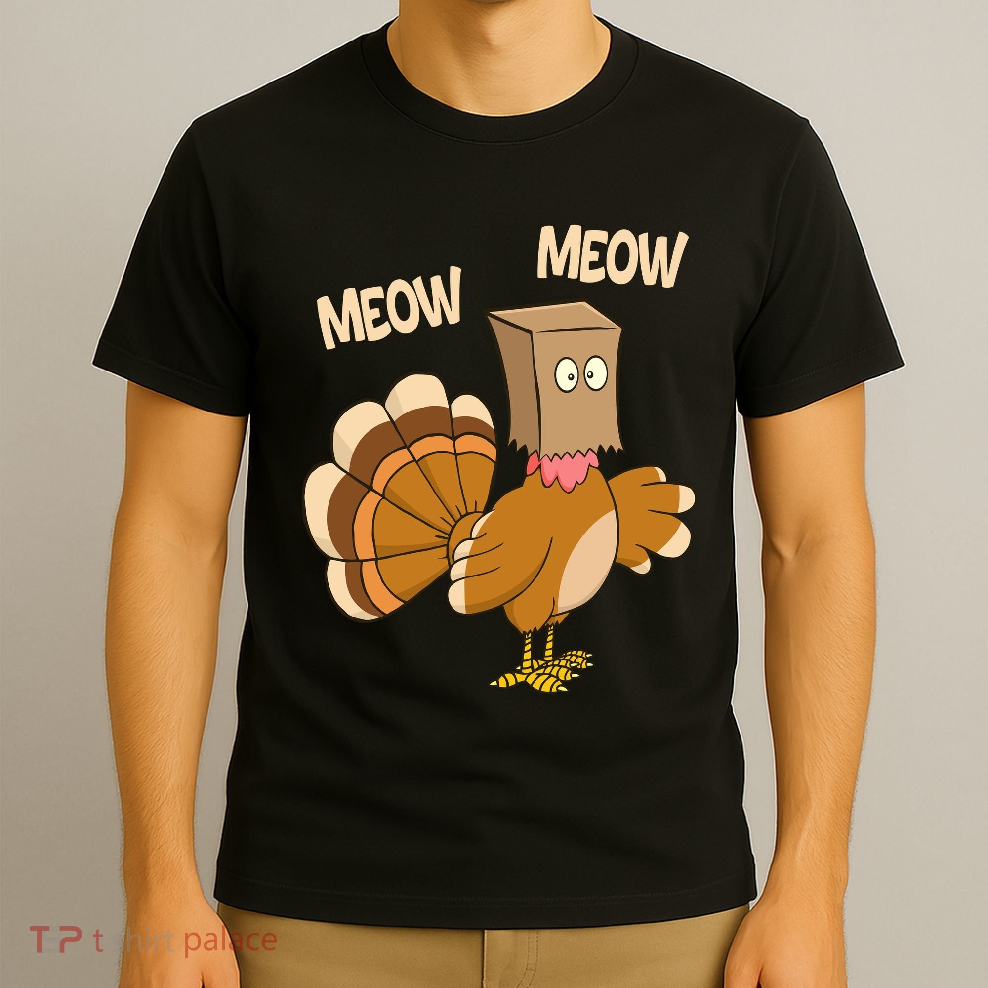 Meow Turkey Funny Thanksgiving T-Shirt