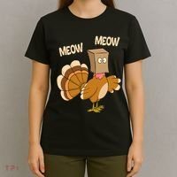 Meow Turkey Funny Thanksgiving T-Shirt thumb 4