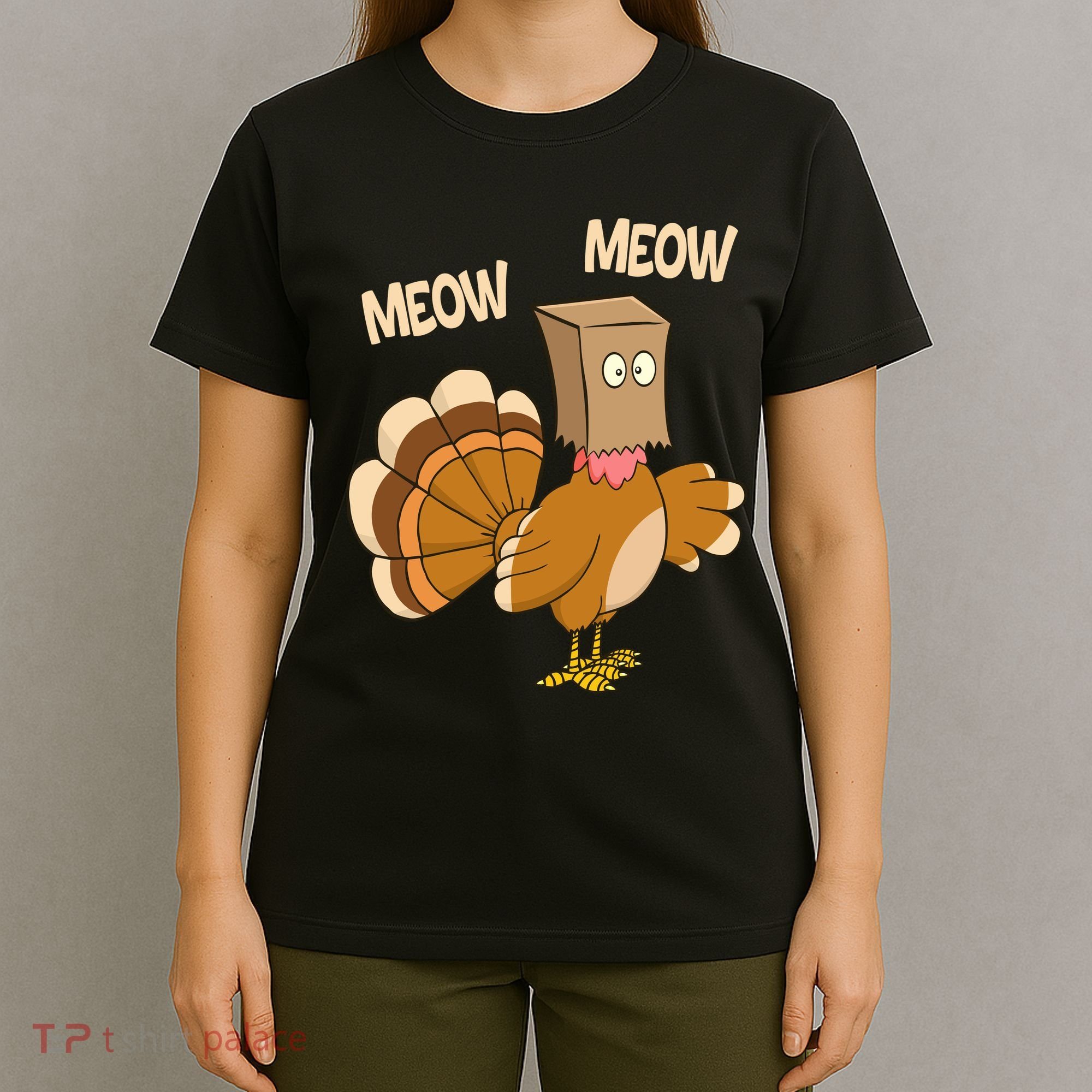 Meow Turkey Funny Thanksgiving T-Shirt