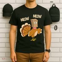 Meow Turkey Funny Thanksgiving T-Shirt thumb 6