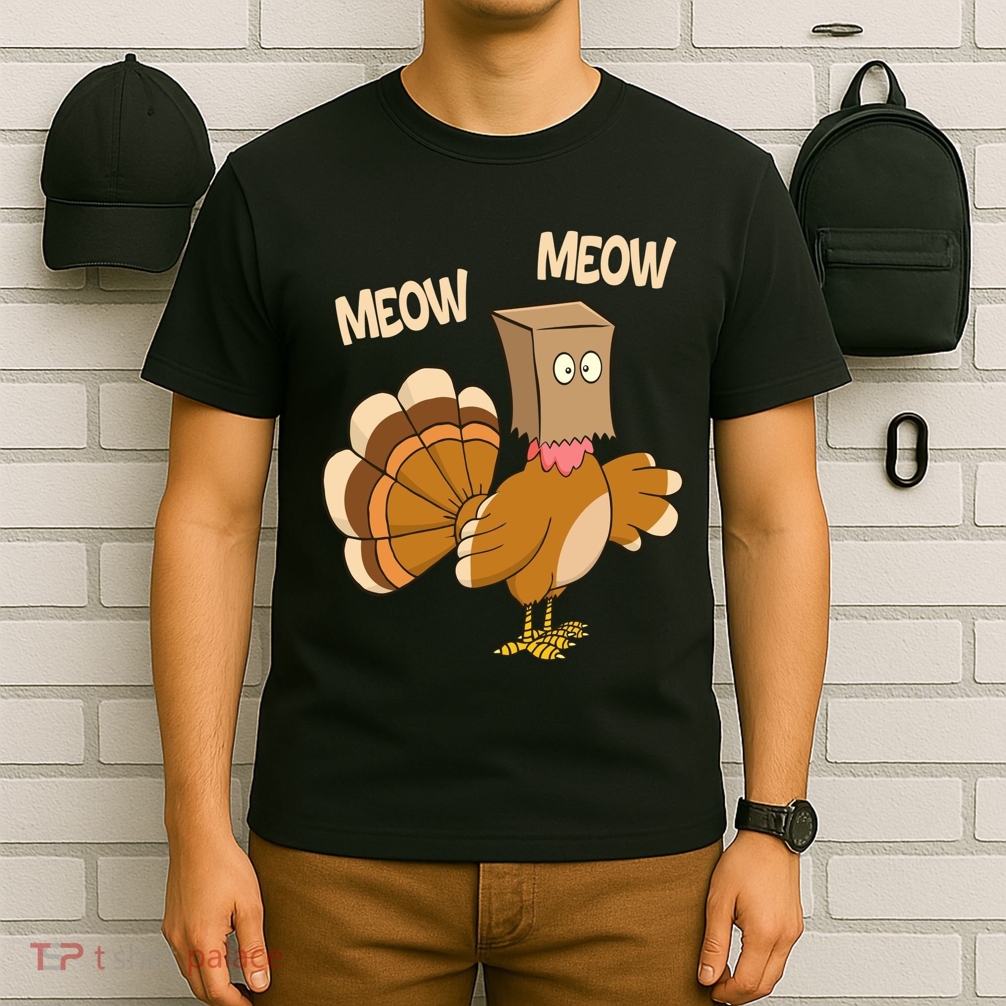 Meow Turkey Funny Thanksgiving T-Shirt