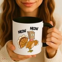 Meow Turkey Funny Thanksgiving Coffee Mug thumb 3
