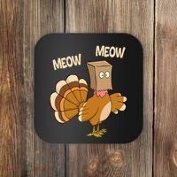 Meow Turkey Funny Thanksgiving Coaster thumb 0