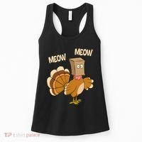 Meow Turkey Funny Thanksgiving Women's Tank Top thumb 0