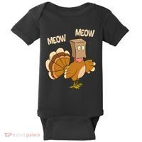 Meow Turkey Funny Thanksgiving Baby Bodysuit thumb 0