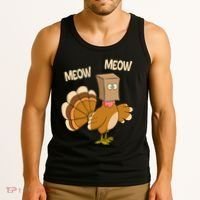 Meow Turkey Funny Thanksgiving Tank Top thumb 3
