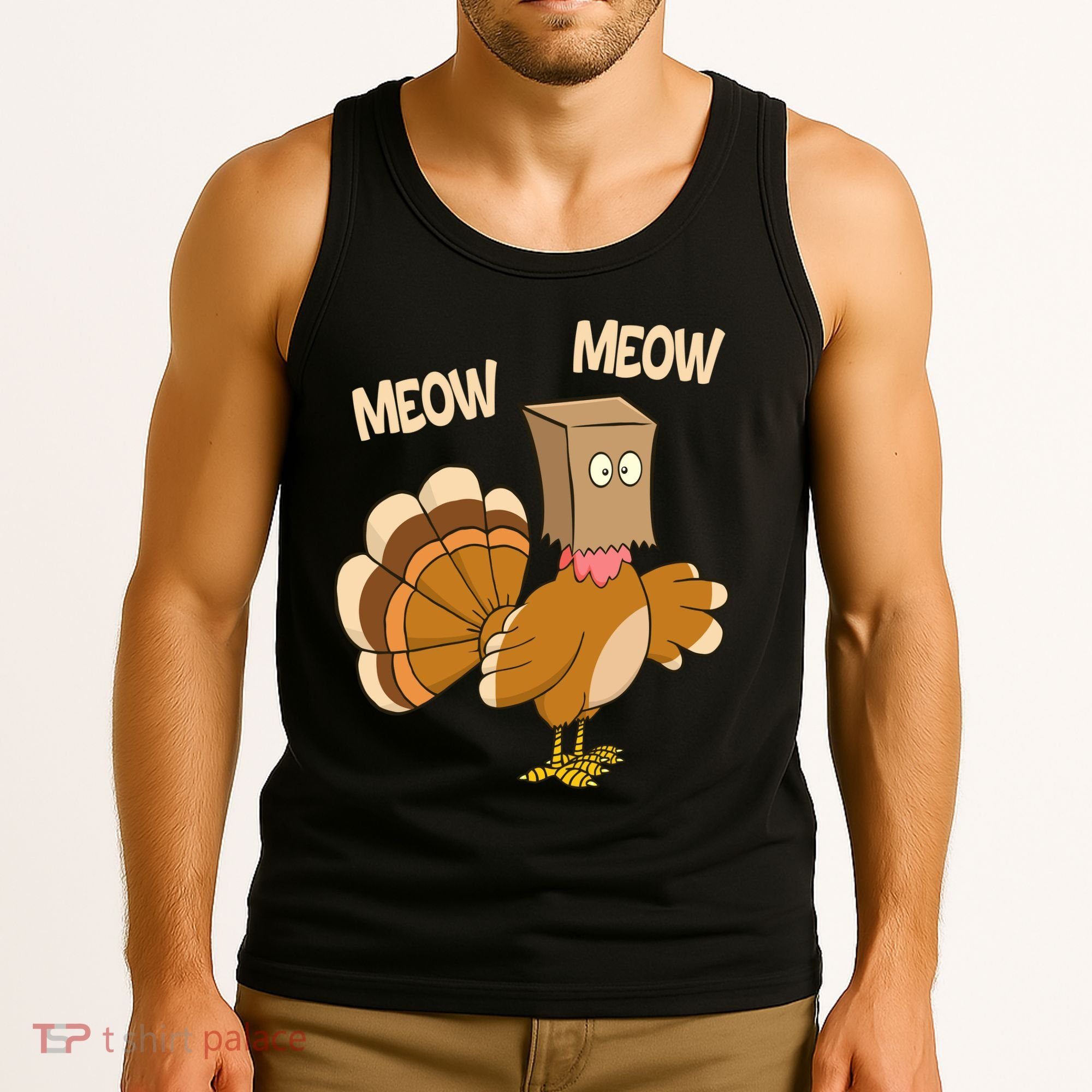 Meow Turkey Funny Thanksgiving Tank Top