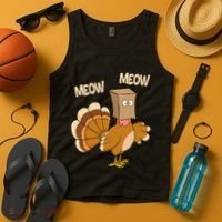 Meow Turkey Funny Thanksgiving Tank Top thumb 4