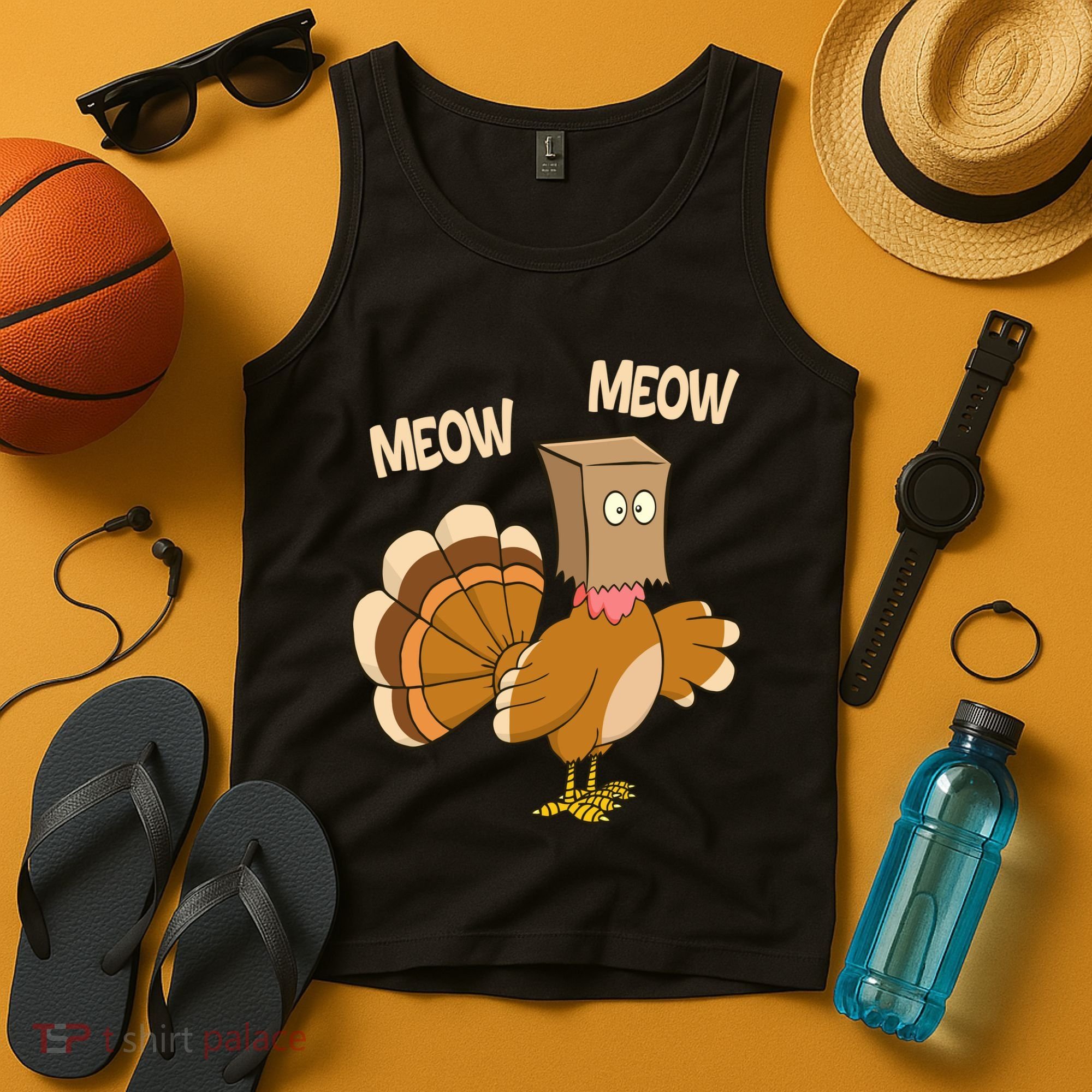 Meow Turkey Funny Thanksgiving Tank Top