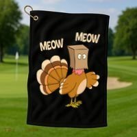 Meow Turkey Funny Thanksgiving Golf Towel thumb 1