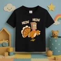 Meow Turkey Funny Thanksgiving Toddler T-Shirt thumb 3