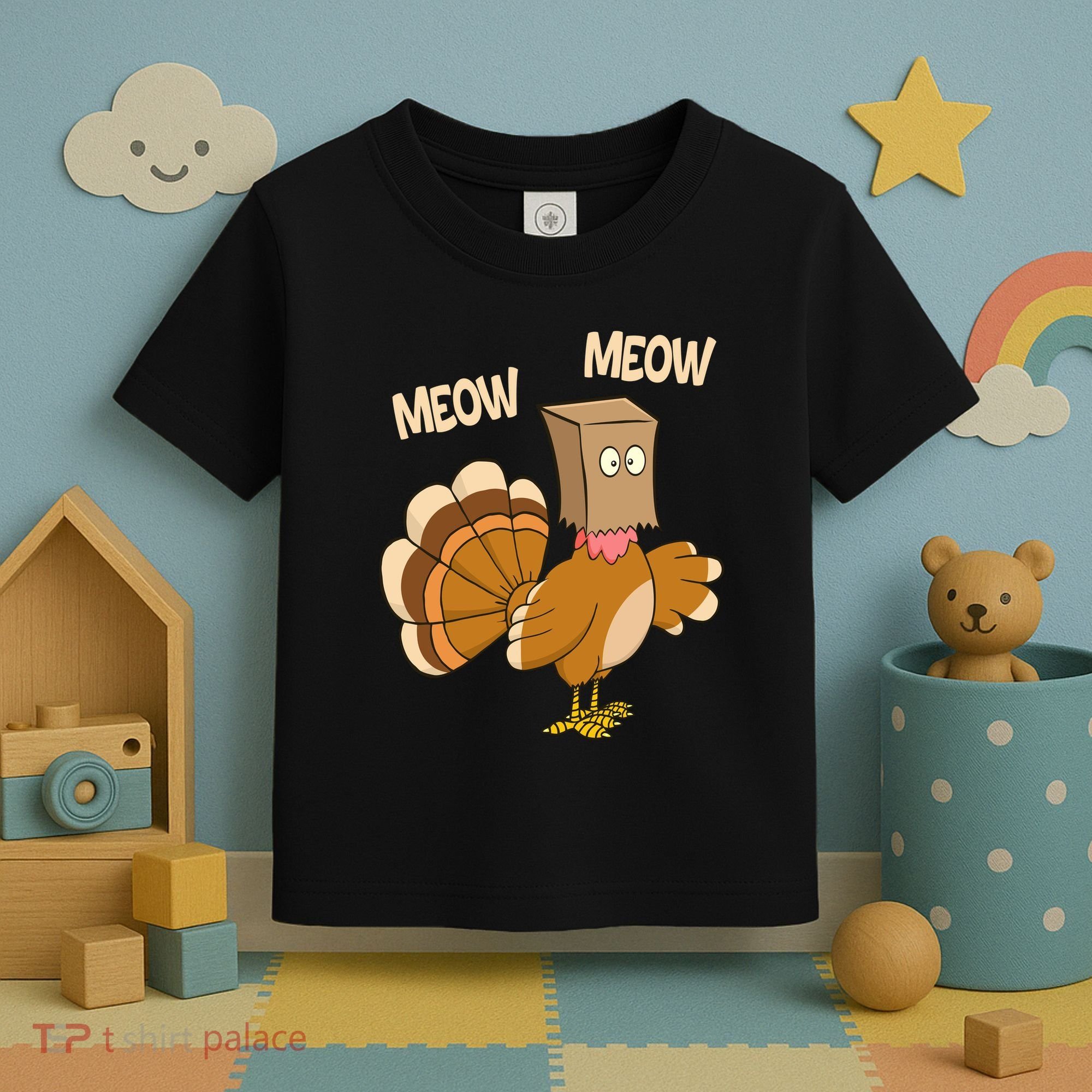 Meow Turkey Funny Thanksgiving Toddler T-Shirt