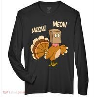 Meow Turkey Funny Thanksgiving Zone Performance Long-Sleeve T-Shirt thumb 0