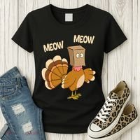 Meow Turkey Funny Thanksgiving Women's T-Shirt thumb 3