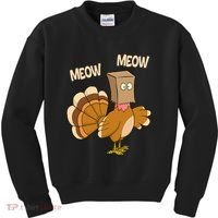 Meow Turkey Funny Thanksgiving Kids Sweatshirt thumb 0