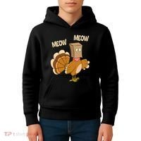 Meow Turkey Funny Thanksgiving Kids Hoodie thumb 4