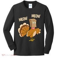 Meow Turkey Funny Thanksgiving Kids Long Sleeve Shirt thumb 0