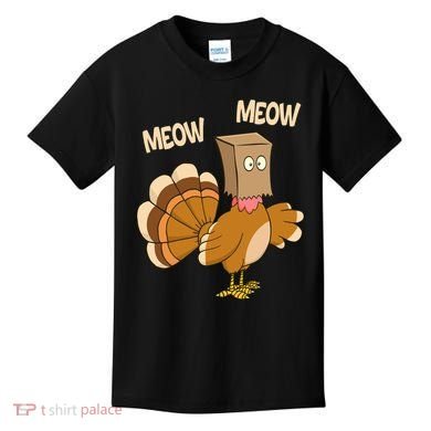 Meow Turkey Funny Thanksgiving Kids T-Shirt