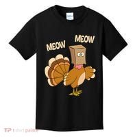 Meow Turkey Funny Thanksgiving Kids T-Shirt thumb 0