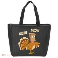 Meow Turkey Funny Thanksgiving Tote Bag thumb 0