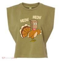 Meow Turkey Funny Thanksgiving Garment-Dyed Women's Muscle Tee thumb 0