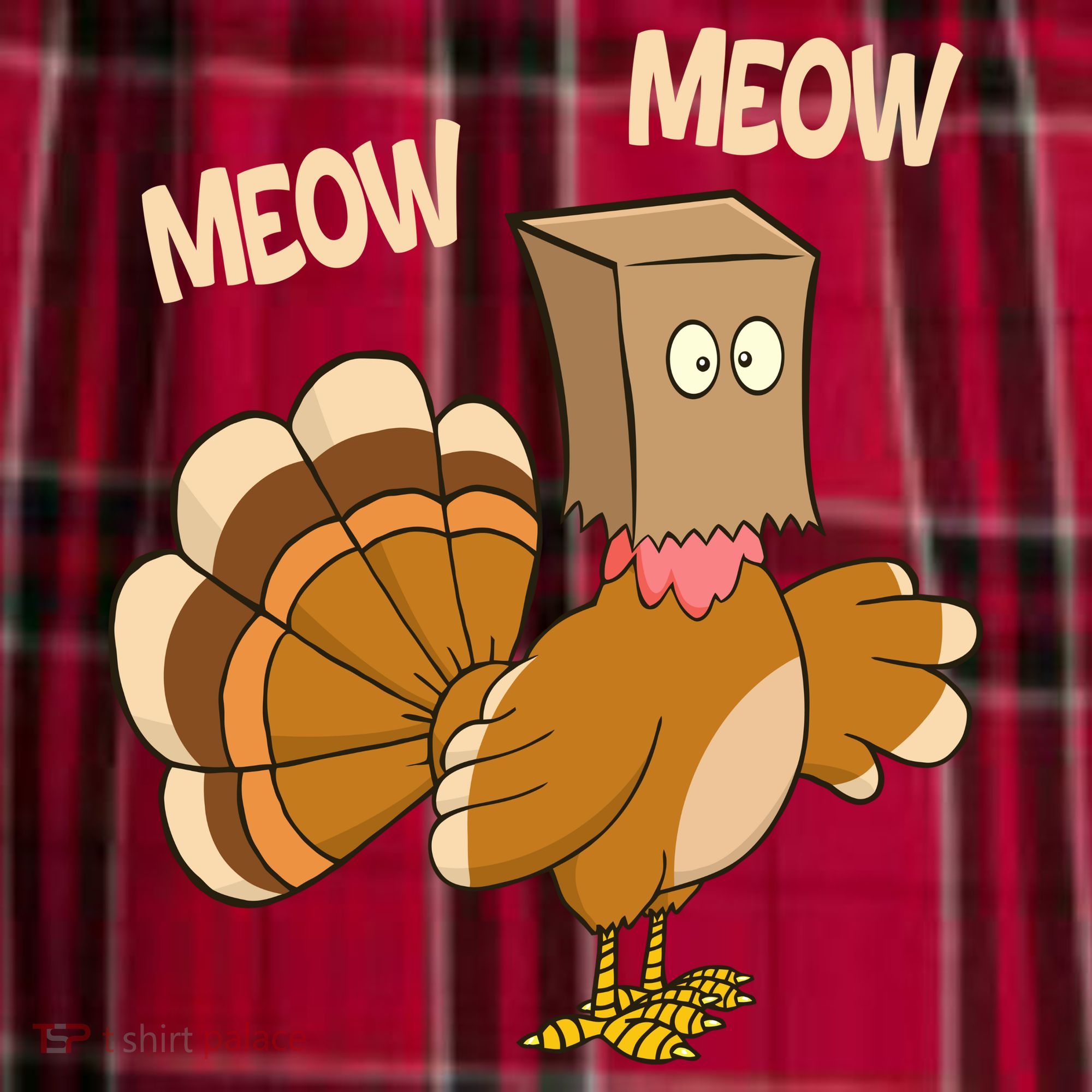 Meow Turkey Funny Thanksgiving Men's Flannel Plaid Pajama Pants
