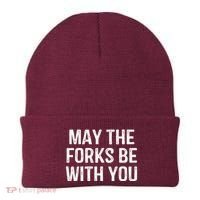 May The Forks Be With You Funny Thanksgiving Beanie thumb 0