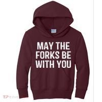 May The Forks Be With You Funny Thanksgiving Kids Hoodie thumb 0
