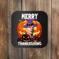 Merry Thanksgiving Funny Joe Biden Halloween Coaster thumb 0
