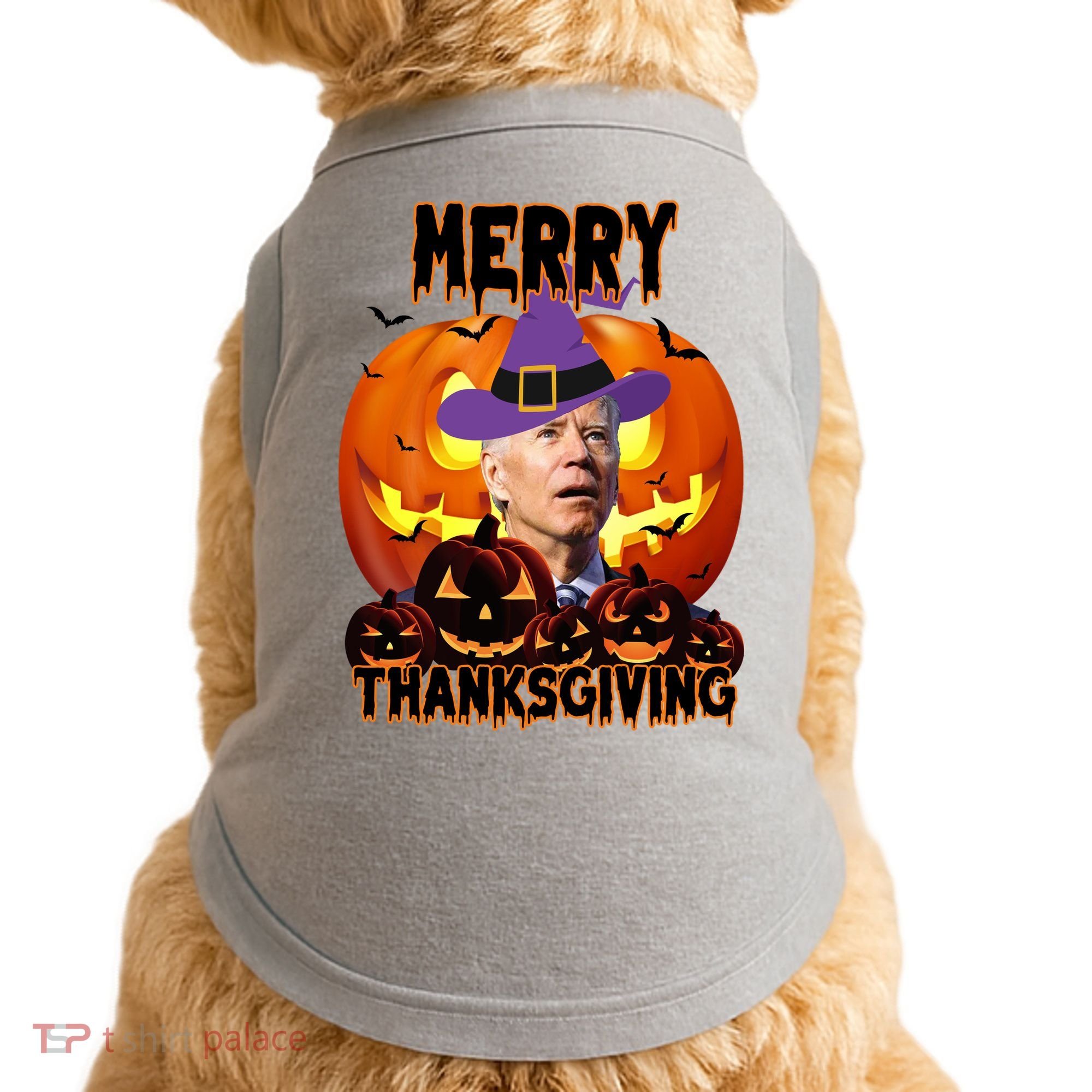 Merry Thanksgiving Funny Joe Biden Halloween Doggie Tank