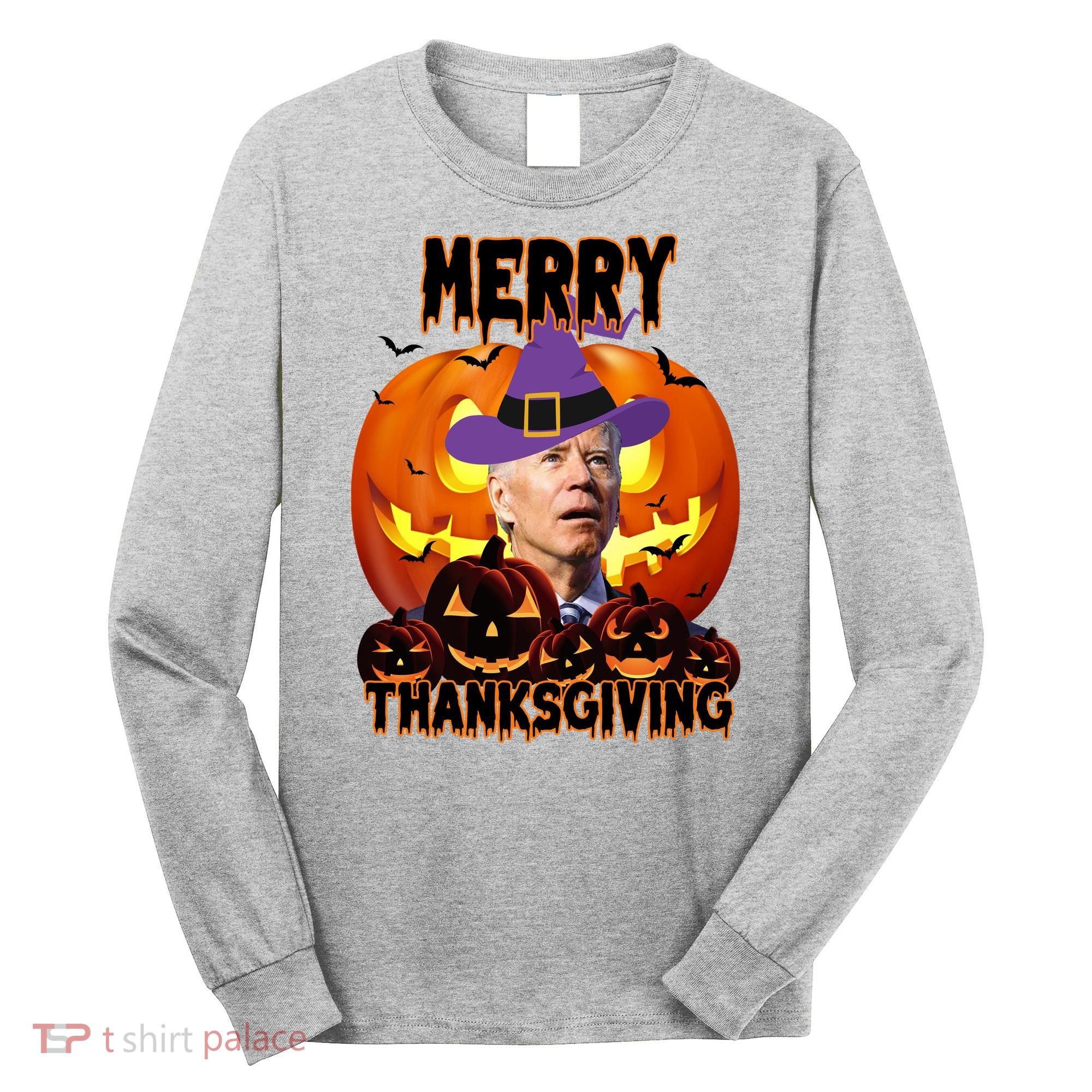 Merry Thanksgiving Funny Joe Biden Halloween Long Sleeve Shirt