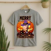 Merry Thanksgiving Funny Joe Biden Halloween T-Shirt thumb 2