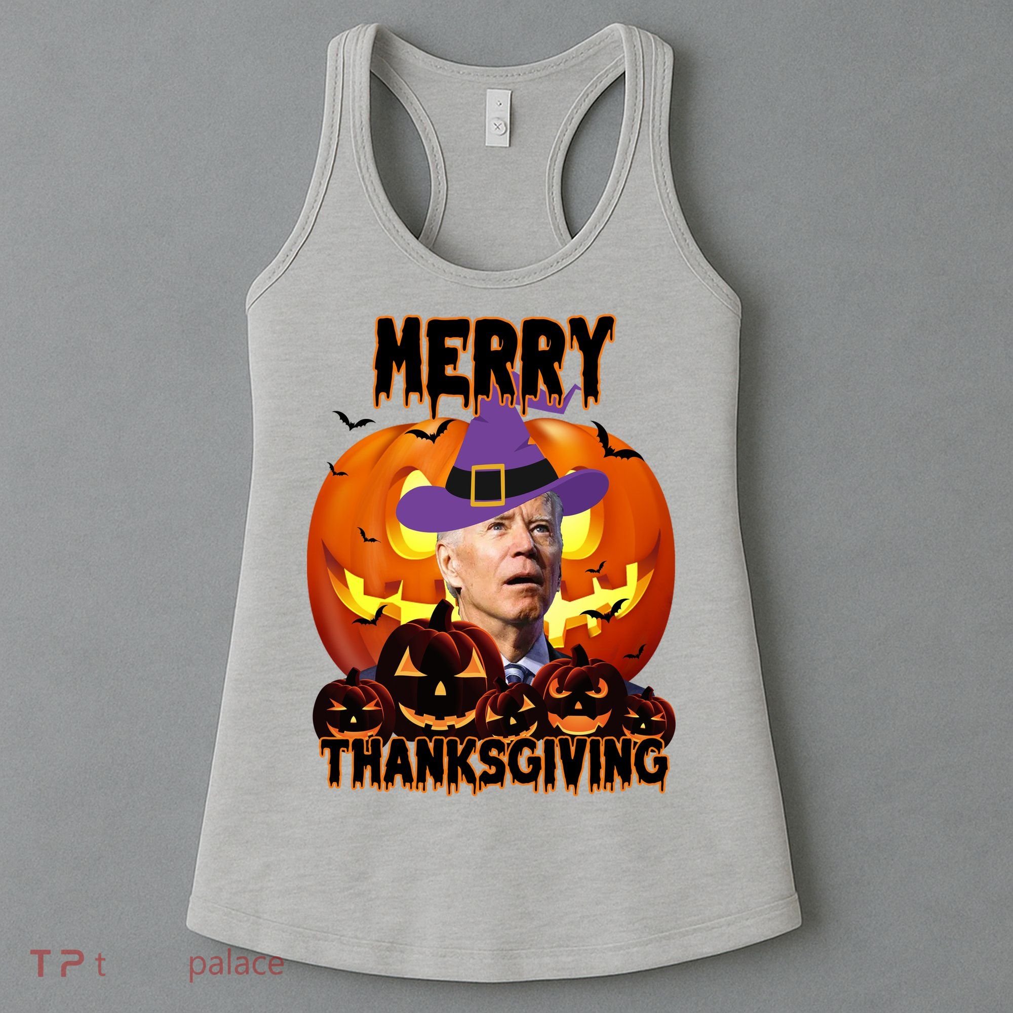 Merry Thanksgiving Funny Joe Biden Halloween Women's Tank Top