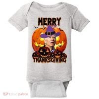 Merry Thanksgiving Funny Joe Biden Halloween Baby Bodysuit thumb 0
