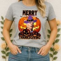 Merry Thanksgiving Funny Joe Biden Halloween Women's T-Shirt thumb 2