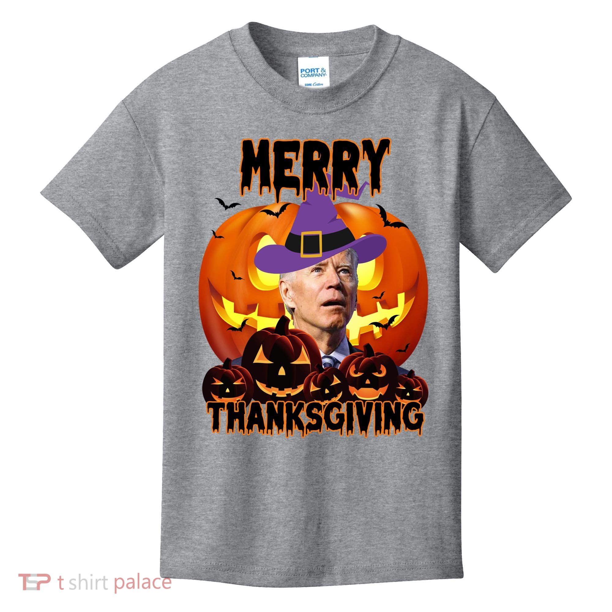 Merry Thanksgiving Funny Joe Biden Halloween Kids T-Shirt