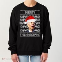 Merry Thanksgiving Funny Biden Ugly Christmas Women's Sweatshirt thumb 0