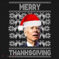 Merry Thanksgiving Funny Biden Ugly Christmas Bucket Hat thumb 4