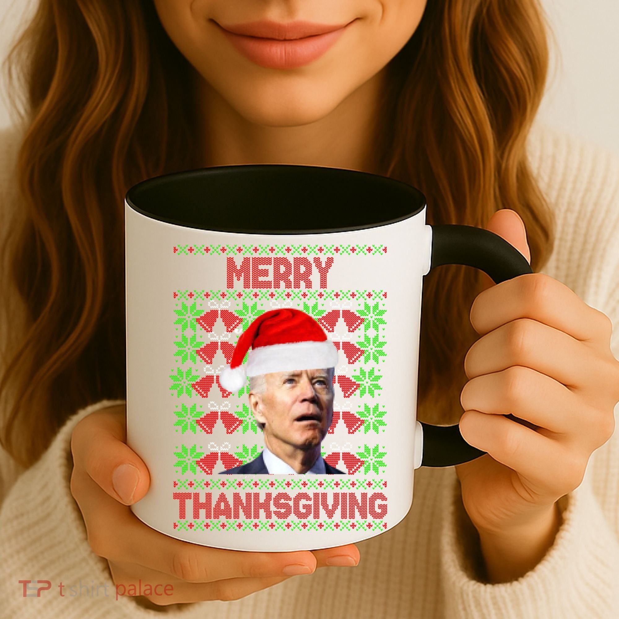 Merry Thanksgiving Funny Biden Ugly Christmas Coffee Mug
