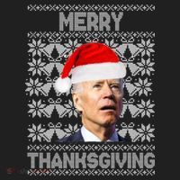 Merry Thanksgiving Funny Biden Ugly Christmas Beanie thumb 2