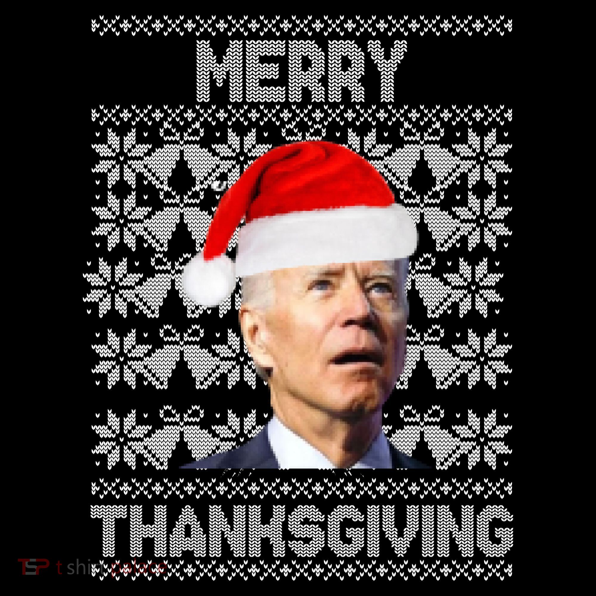 Merry Thanksgiving Funny Biden Ugly Christmas Women's Hoodie