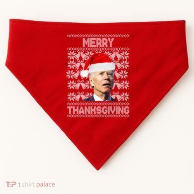 Merry Thanksgiving Funny Biden Ugly Christmas USA-Made Doggie Bandana