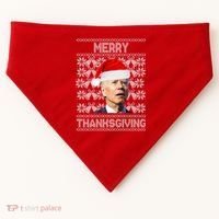 Merry Thanksgiving Funny Biden Ugly Christmas USA-Made Doggie Bandana thumb 0