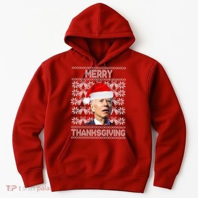 Merry Thanksgiving Funny Biden Ugly Christmas Hoodie