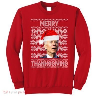 Merry Thanksgiving Funny Biden Ugly Christmas Sweatshirt