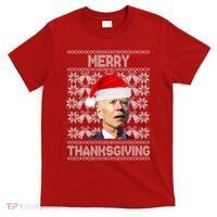 Merry Thanksgiving Funny Biden Ugly Christmas T-Shirt thumb 0