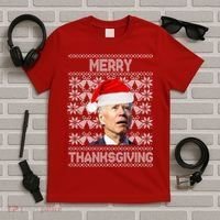 Merry Thanksgiving Funny Biden Ugly Christmas T-Shirt thumb 5