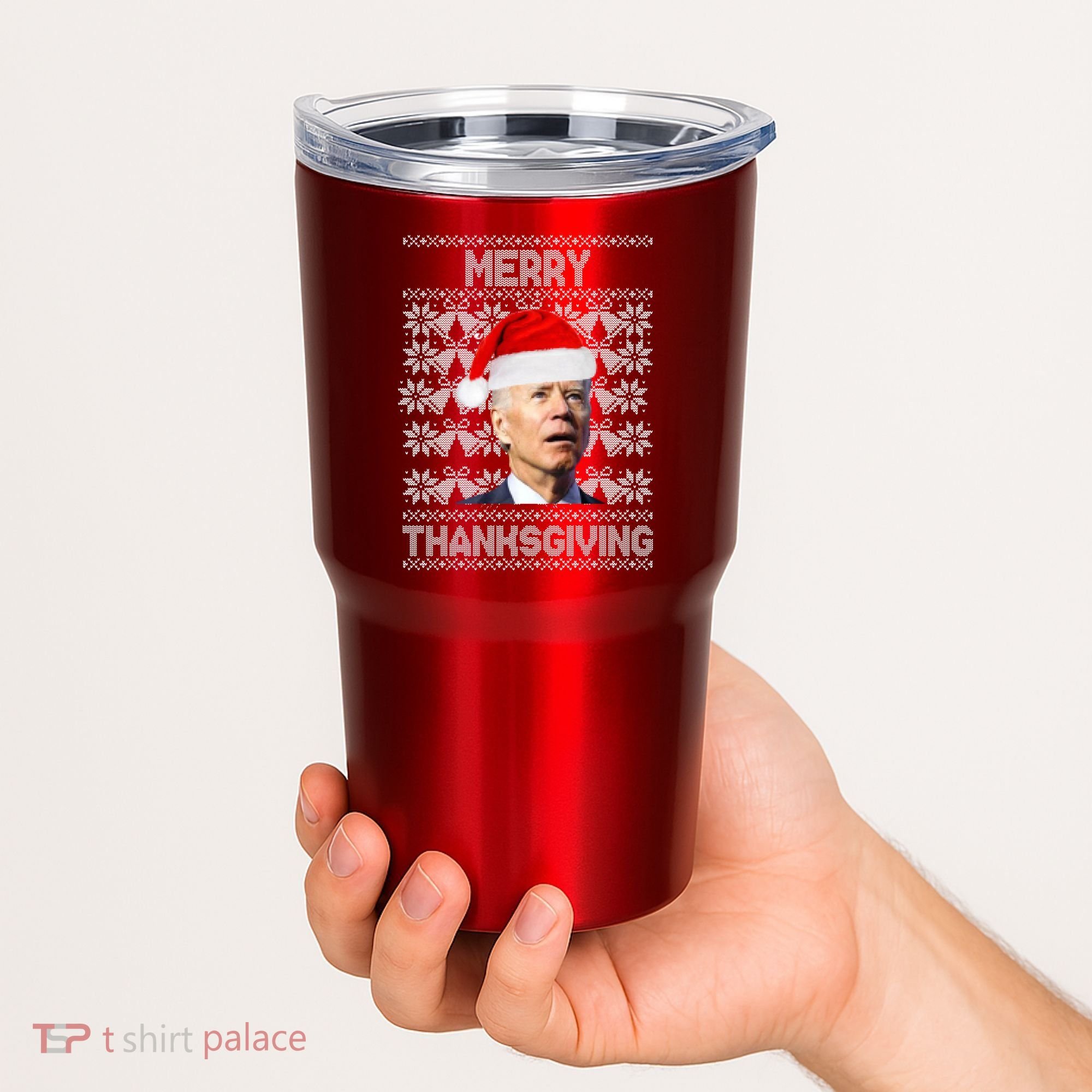Merry Thanksgiving Funny Biden Ugly Christmas Tumbler