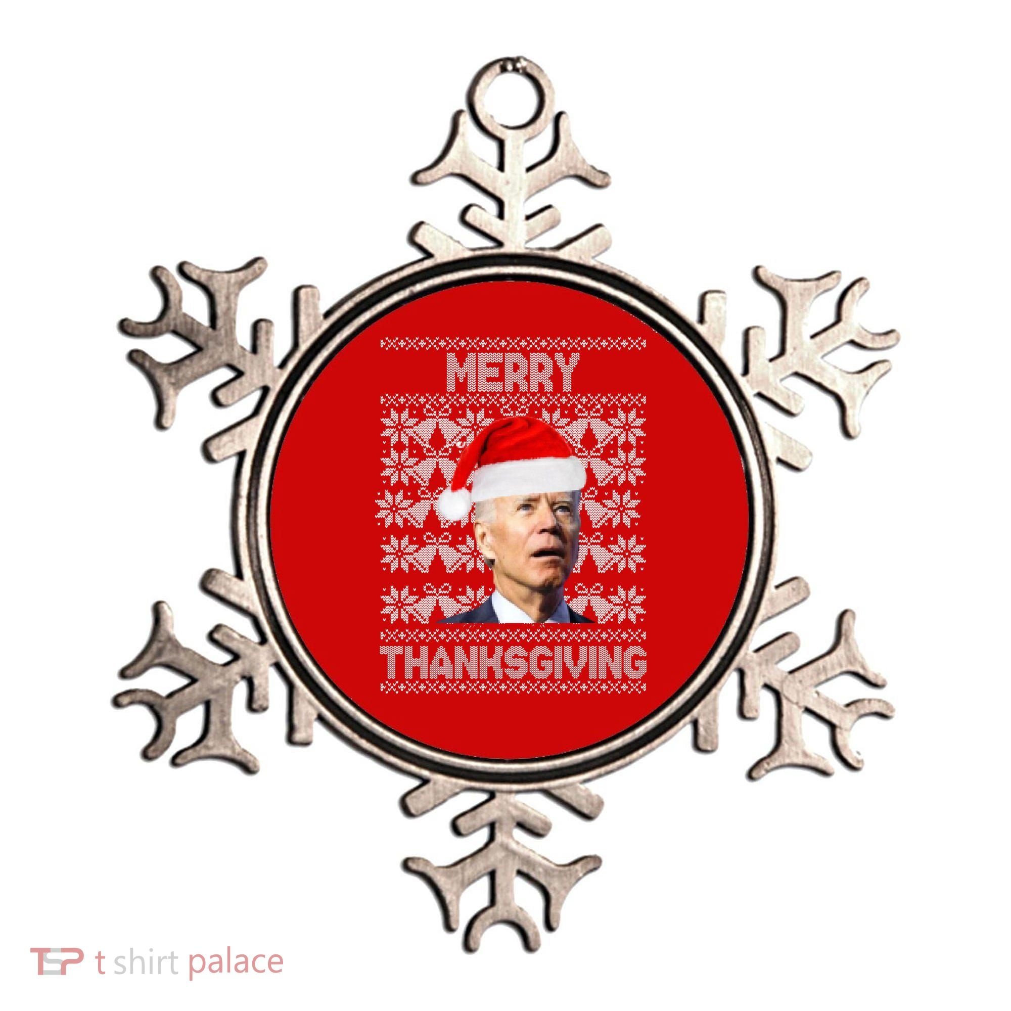 Merry Thanksgiving Funny Biden Ugly Christmas Ornament