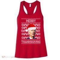 Merry Thanksgiving Funny Biden Ugly Christmas Women's Tank Top thumb 0